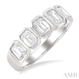 1 1/2 Ctw Bezel Set 5-Stone Emerald Cut Diamond Fashion Band in 14K White Gold