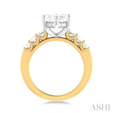 1 1/4 ctw Marquise Shape Emerald and Round Cut Diamond Semi Mount Engagement Ring in 14K Yellow and White Gold