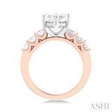 1 1/4 Ctw Marquise Shape Oval and Round Cut Diamond Semi Mount Engagement Ring in 14K Rose and White Gold