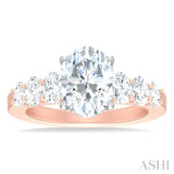 1 1/4 Ctw Oval Shape Oval and Round Cut Diamond Semi Mount Engagement Ring in 14K Rose and White Gold