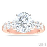 1 1/4 Ctw Oval Shape Oval and Round Cut Diamond Semi Mount Engagement Ring in 14K Rose and White Gold