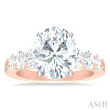 1 1/4 Ctw Oval Shape Oval and Round Cut Diamond Semi Mount Engagement Ring in 14K Rose and White Gold