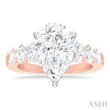1 1/4 Ctw Pers Shape Oval and Round Cut Diamond Semi Mount Engagement Ring in 14K Rose and White Gold