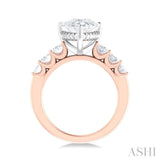 1 1/4 Ctw Pers Shape Oval and Round Cut Diamond Semi Mount Engagement Ring in 14K Rose and White Gold