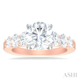 1 1/4 Ctw Round Shape Oval and Round Cut Diamond Semi Mount Engagement Ring in 14K Rose and White Gold