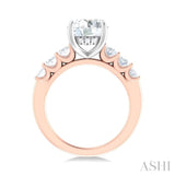1 1/4 Ctw Round Shape Oval and Round Cut Diamond Semi Mount Engagement Ring in 14K Rose and White Gold