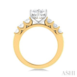1 1/4 Ctw Marquise Shape Oval and Round Cut Diamond Semi Mount Engagement Ring in 14K Yellow and White Gold