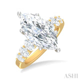 1 1/4 Ctw Marquise Shape Oval and Round Cut Diamond Semi Mount Engagement Ring in 14K Yellow and White Gold