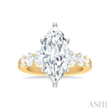 1 1/4 Ctw Marquise Shape Oval and Round Cut Diamond Semi Mount Engagement Ring in 14K Yellow and White Gold