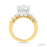 1 1/4 Ctw Princess Shape Oval and Round Cut Diamond Semi Mount Engagement Ring in 14K Yellow and White Gold