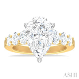 1 1/4 Ctw Pers Shape Oval and Round Cut Diamond Semi Mount Engagement Ring in 14K Yellow and White Gold
