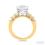 1 1/4 Ctw Pers Shape Oval and Round Cut Diamond Semi Mount Engagement Ring in 14K Yellow and White Gold