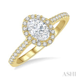 1/6 Ctw Oval Shape Semi-Mount Diamond Engagement Ring in 14K Yellow and White Gold
