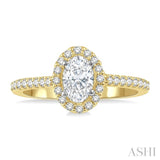 1/6 Ctw Oval Shape Semi-Mount Diamond Engagement Ring in 14K Yellow and White Gold