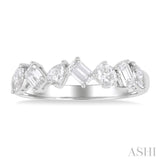 3/4 Ctw Mixed Shape Diamond Cut Fashion Band in 14K White Gold