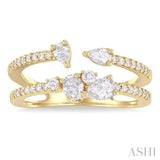 3/4 Ctw Mixed Cut Diamond Split Double Fashion Ring in 14K Yellow Gold