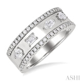 5/8 Ctw Mixed Shape Cut Diamond Fashion Wide Band in 14K White Gold