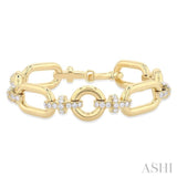 2 5/8 Ctw Round Cut Diamond Open Window Bold Link Aeris Gold Fashion Bracelet in 14K Yellow Gold
