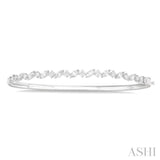 1 1/3 Ctw Marquise and Round Cut Diamond Stackable Bangle in 14K White Gold
