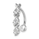 10k White Gold CZ Xoxo Belly Dangle