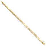 14K 10 inch 4.3mm Semi-Solid Curb with Lobster Clasp Anklet