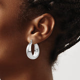 14k White Gold 10.5x28mm Polished Tapered Hoop Earrings