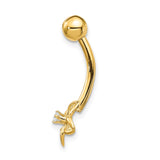 14k 14 Gauge CZ Flower Belly Ring