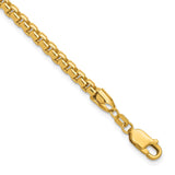 14K 8 inch 3.6mm Semi-Solid Round Box with Lobster Clasp Bracelet