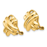 14k 14mm Polished X Omega Back Non-pierced Earrings
