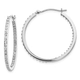 14k White Gold Diamond Fascination Diamond Dust/Accent 2x30mm Round Hoop Earrings