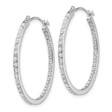 14k White Gold Diamond Fascination Diamond Dust/Accent 2x30mm Round Hoop Earrings