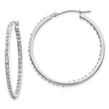 14k White Gold Diamond Fascination Diamond Dust/Accent 2x25mm Round In/Out Hoop Earrings