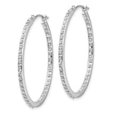 14k White Gold Diamond Fascination Diamond Dust/Accent 2x25mm Round In/Out Hoop Earrings