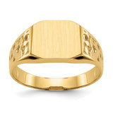 14k 10.5x9.0mm Octagon Open Back Mens Nugget Signet Ring