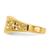 14k 10.5x9.0mm Octagon Open Back Mens Nugget Signet Ring