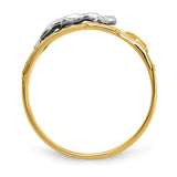 14k Two-tone Mens Polished and Diamond-Cut Crucifix Ring