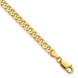 14K 7 inch 3.9mm Flat Beveled Curb with Lobster Clasp Bracelet