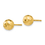 14K 7mm Faceted Diamond-cut Puffed Ball Post Earrings