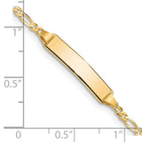 14k Polished Solid Chain/Solid Plate Figaro Link 19x4mm Plate 5.5 inch Baby/Child ID Bracelet