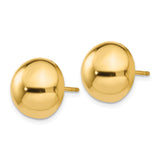 14k 12mm Polished Half Ball Post Earrings
