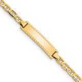 14k Polished Solid Chain/Solid Plate Anchor Link 20x5mm Plate 6 inch Baby/Child ID Bracelet
