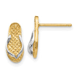 14K and White Rhodium Flip-Flop Post Earrings