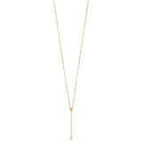 14k Tri-color Cross and Miraculous Medal with Laser-cut Beads 17 inch Rosary Necklace Plus 3 inch Extender