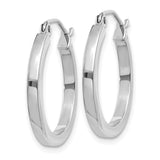 14k White Gold 2x20mm Square Tube Hoop Earrings