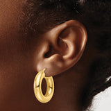 14k 6x26mm Polished Round Tube Hoop Earrings