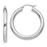 14K White Gold 4x35mm Polished Tube Hoop Earrings