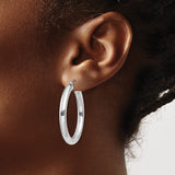 14K White Gold 4x35mm Polished Tube Hoop Earrings