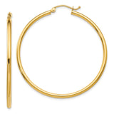 14k 2x45mm Polished Lightweight Tube Hoop Earrings