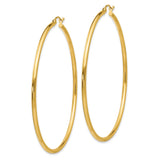 14k 2x60mm Polished Lightweight Tube Hoop Earrings