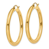 14K 4x40mm Polished Lightweight Tube Hoop Earrings